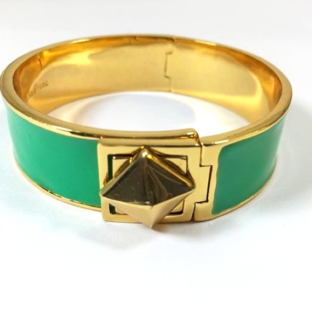 Kate Spade. 12k Gold Plate Green Enamel Bracelet